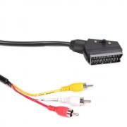 Аудио видео кабел SCART-3RCA, с ключ за вход и изход, 1.2