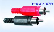 Конектор F-837 Red чинч RCA мъжки, за монтаж към кабел, пластмасов, червен